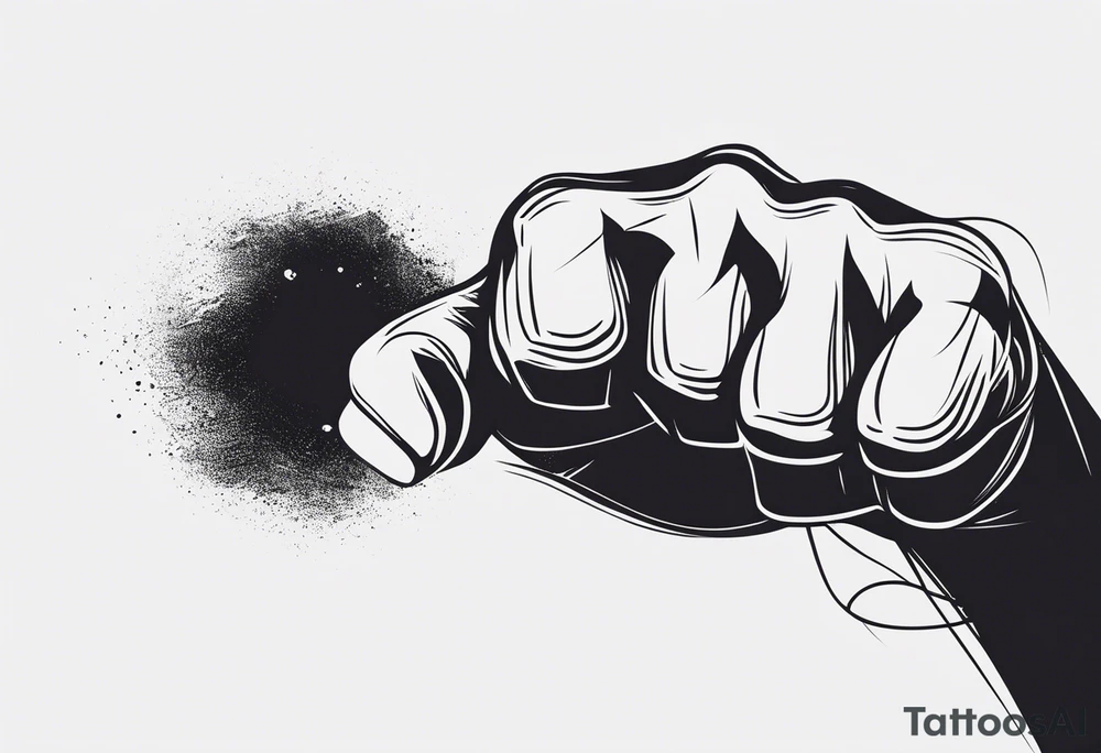 A clenched fist on the back using negative space techniques tattoo idea A clenched fist on the back using negative space techniques tattoo idea