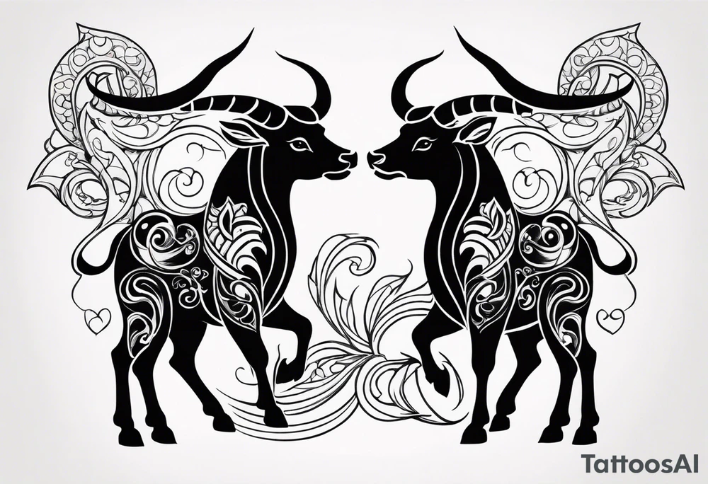 Taurus and Pisces tattoo idea