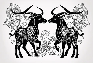 Taurus and Pisces tattoo idea