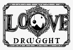 small simple tattoo with the words "love drought" in a nice font with a melting heart design underneath it tattoo idea