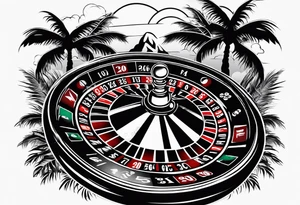 ROULETTE casino card games dice sun palm tree tattoo idea