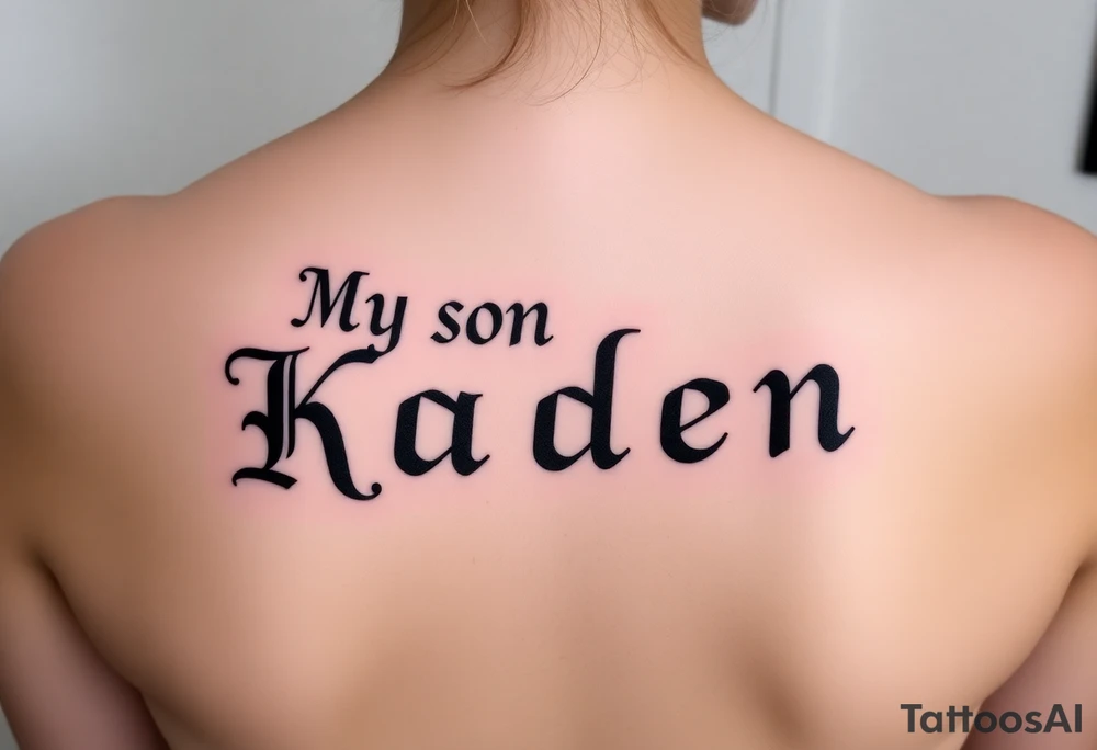 My son Kaden in fancy old English tattoo idea