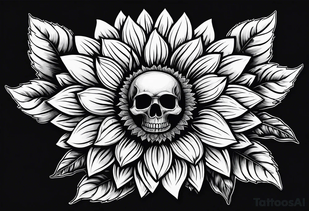 Sunflower, skull,
 mental health tattoo idea