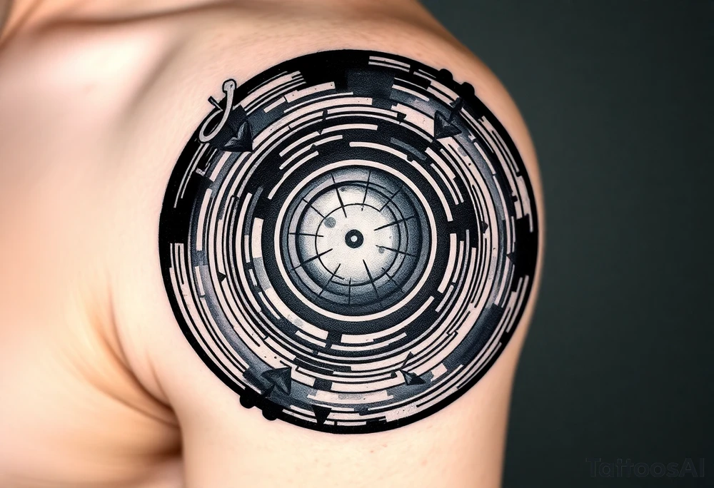 vinyl record and disco ball tattoo idea