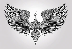 words in arabic calligraph in shape of angel wing tattoo idea