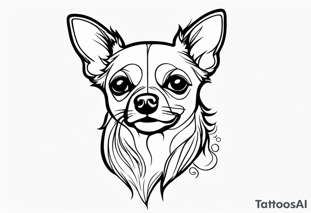 chihuahua long haired tattoo idea