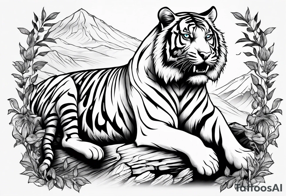 tiger skeleton body hunting tattoo idea
