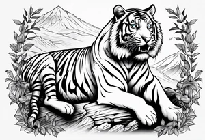 tiger skeleton body hunting tattoo idea
