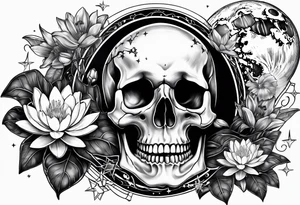 skull, water lily, daffodil, space and stars, roller coaster track tattoo idea