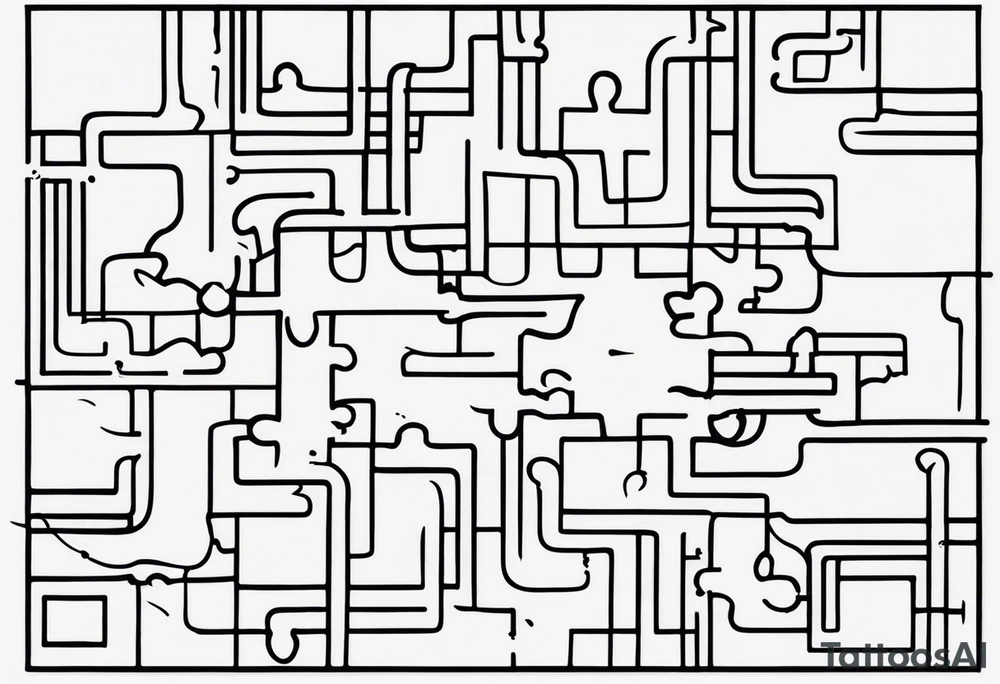 Circuits in a single jigsaw puzzle piece tattoo idea