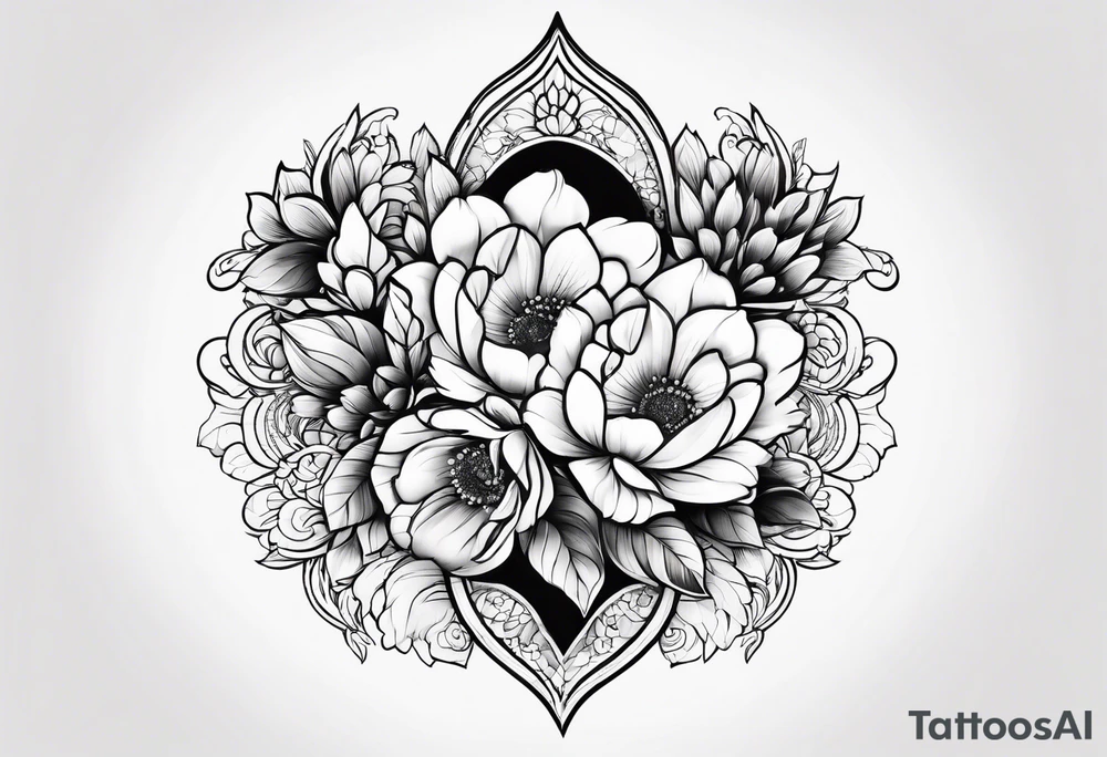 Paw print made of flowers tattoo idea