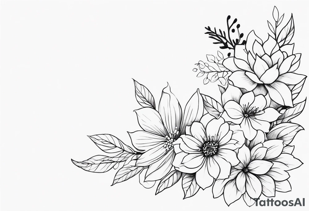 Pretty ,feminine flowers tattoo idea