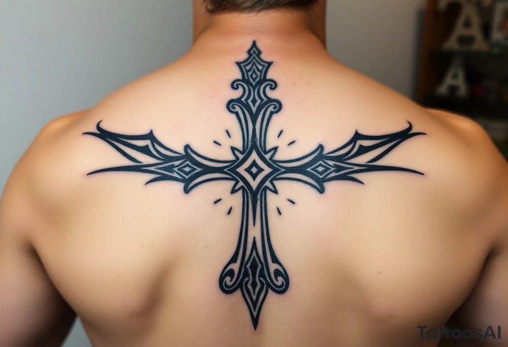 A cross slaying the snake tattoo idea