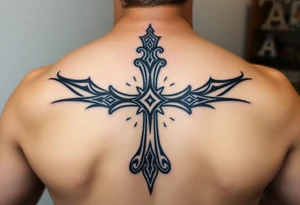 A cross slaying the snake tattoo idea