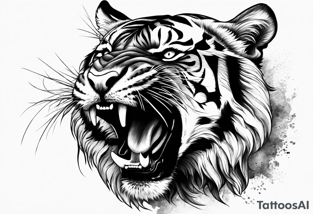 Realistic Fierce tiger roaring tattoo idea