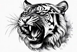 Realistic Fierce tiger roaring tattoo idea