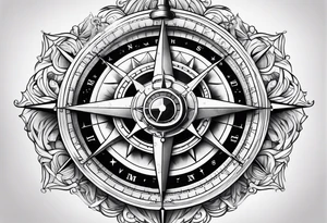 Nautical compass with firefighter tattoo idea