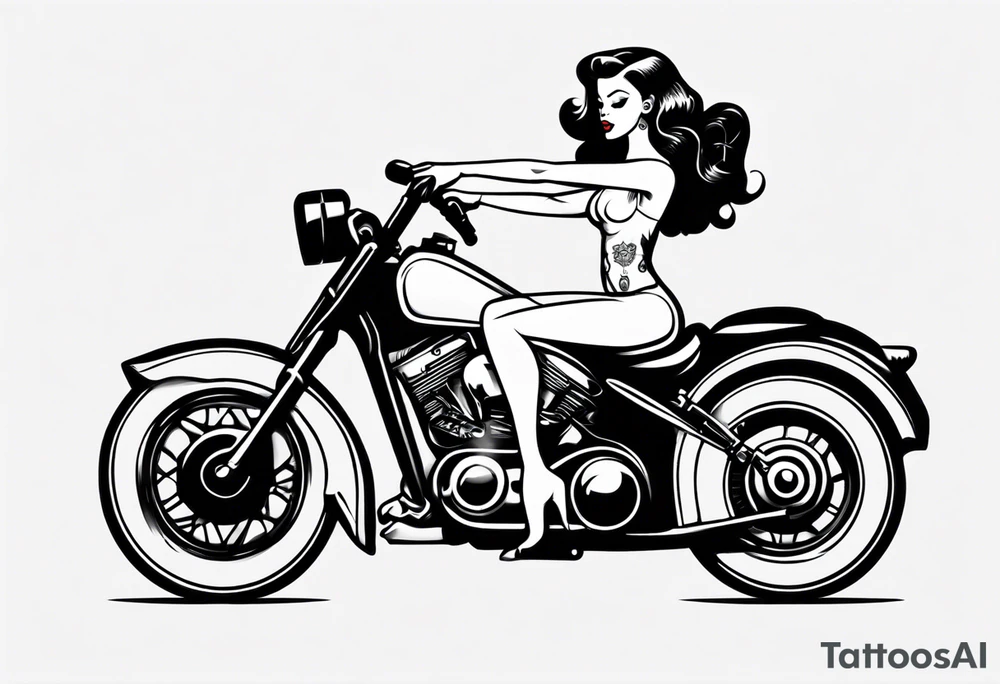 pinup doll on a motorcycle tattoo idea