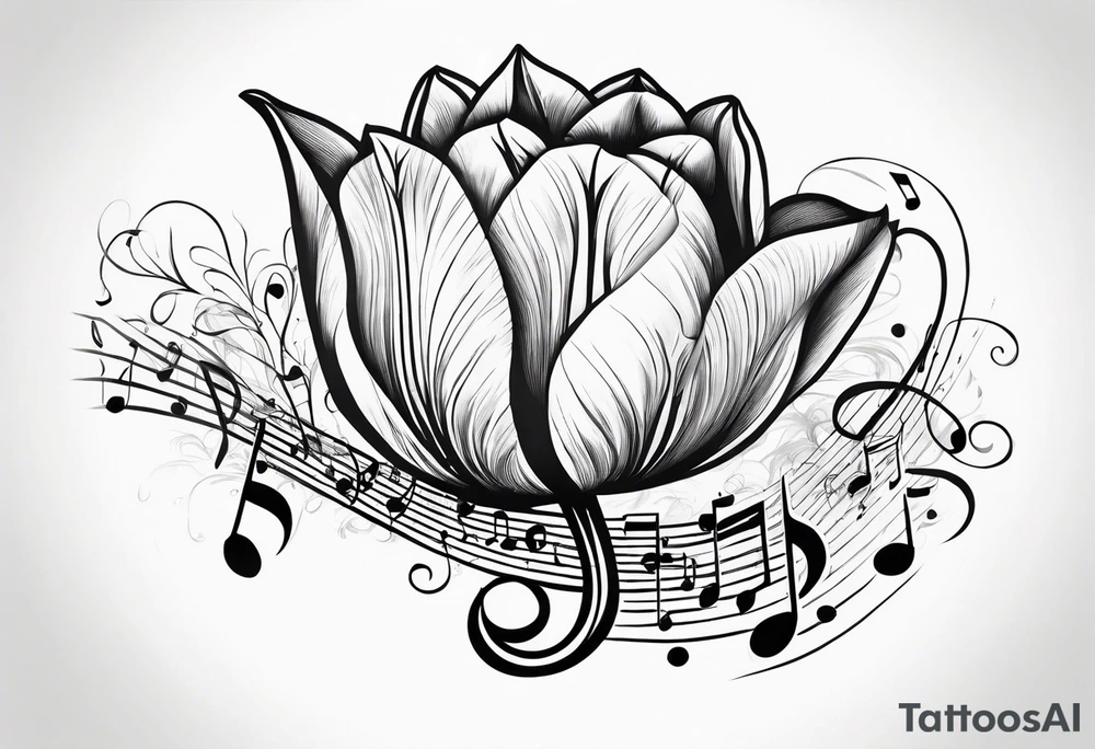 Tulip flower with
 music note on the step tattoo idea