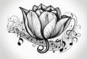 Tulip flower with
 music note on the step tattoo idea