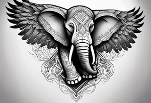 Create a left Chest Piece Tattoo  which includes a combination of an eagle and an elephant tattoo idea