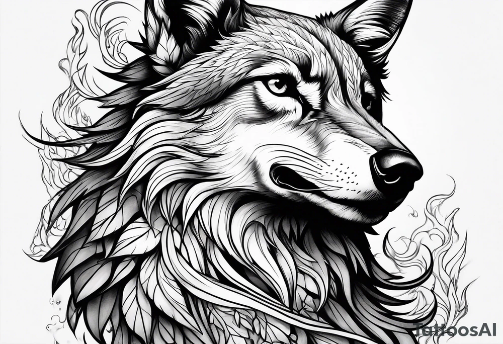 Phoenix wolf tattoo idea