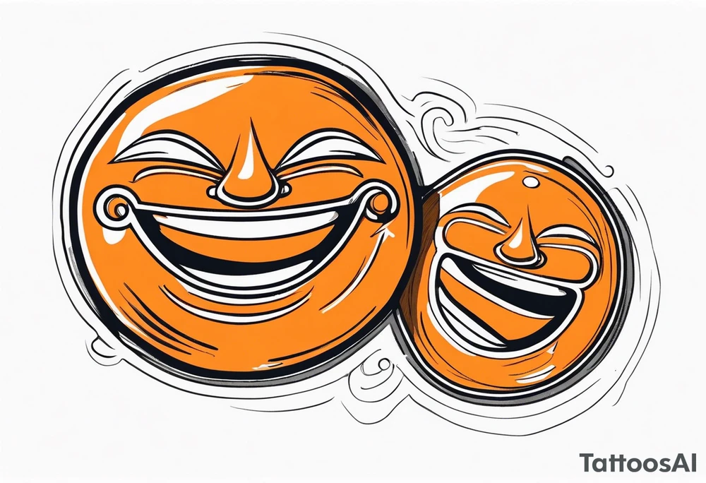 Laughing mask that is orange and black tattoo idea