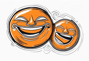 Laughing mask that is orange and black tattoo idea