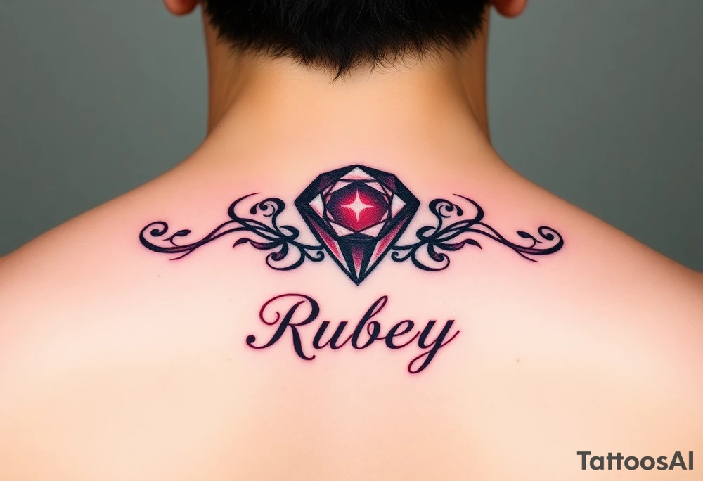 Small Ruby gem  with birthday 7-6-19 and name Ruby tattoo idea