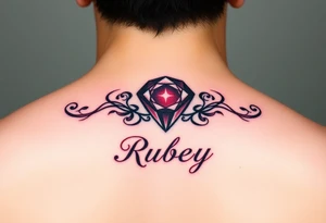 Small Ruby gem  with birthday 7-6-19 and name Ruby tattoo idea