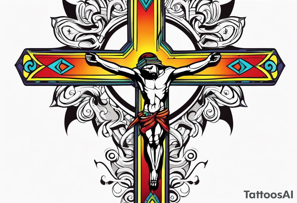 Tribal crucifix tattoo idea