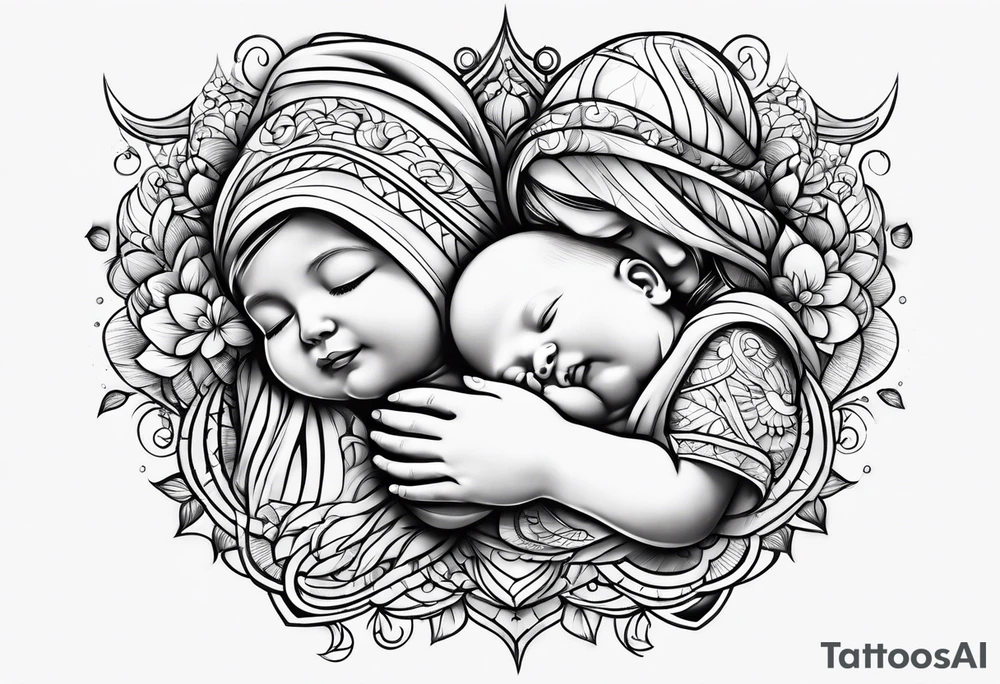 Mom dad holding baby hand tattoo idea