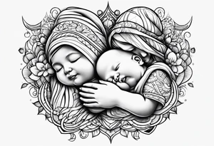 Mom dad holding baby hand tattoo idea