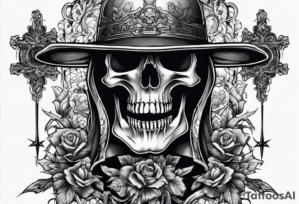 skeleton dragging a cross tattoo idea