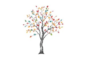 birch tree with coloured leaves tattoo idea