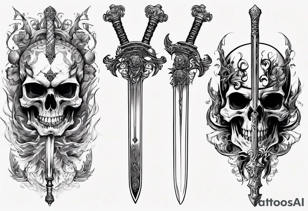 sword skull guard tattoo idea