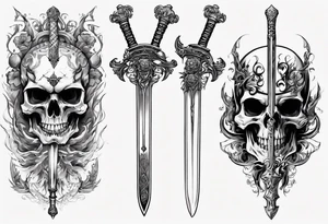sword skull guard tattoo idea