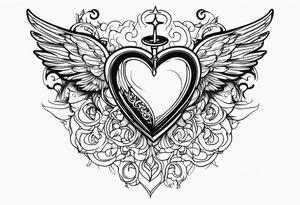 Y2K angel heart with wings and a corset in the middle tattoo idea