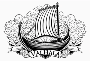 valhalla sword viking ship on fire tattoo idea