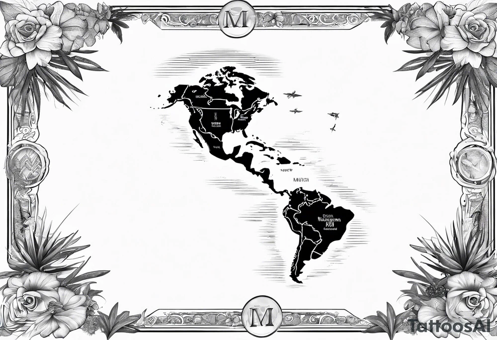 Eastern Caribbean island map tattoo idea