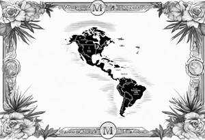 Eastern Caribbean island map tattoo idea