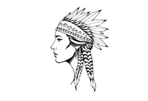 Female Native American wearing headband tattoo idea