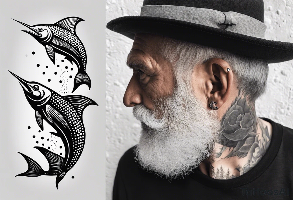 Old man and the sea fishing marlin tattoo idea