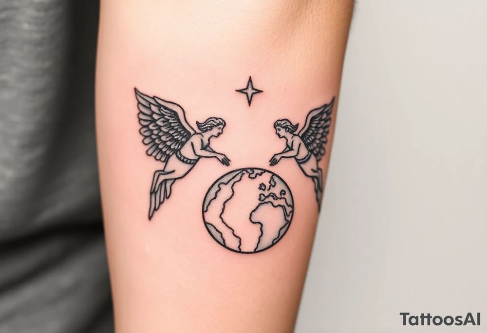angels looking down upon the world/earth. tattoo idea