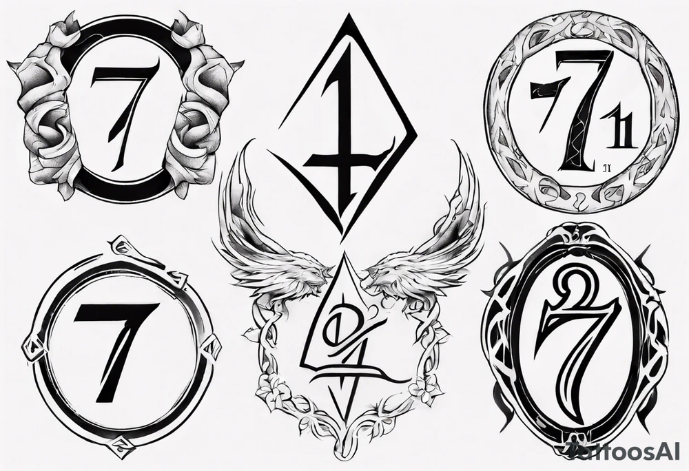 Tattoo involving the number 7, 11 and INFINITE SYMBOL tattoo idea