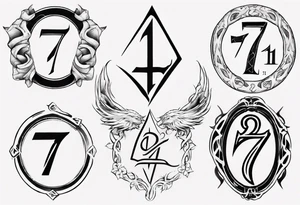 Tattoo involving the number 7, 11 and INFINITE SYMBOL tattoo idea