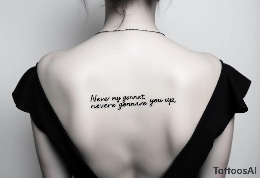 Young Rick Astley Meme Dance and Never Gonna Give You Up text tattoo idea