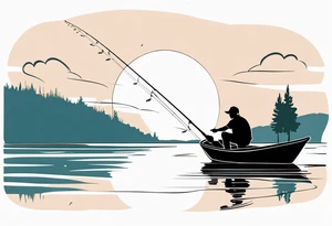 Fishing rod on a lake bank
do not put a fish in the picture fine line silhouette tattoo idea