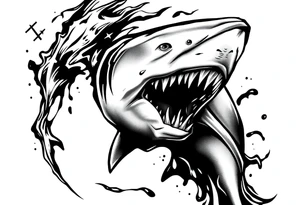 Masculine strong shark flowing tattoo idea