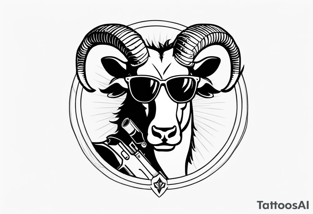 capricorn with sunglasses and a gun tattoo idea